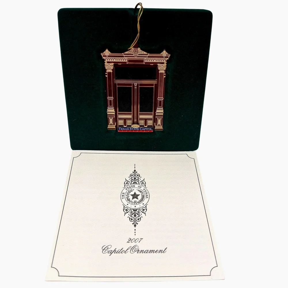 Texas State Capitol Ornament 2007 24k Gold Finish House Chamber Doors Boxed NEW